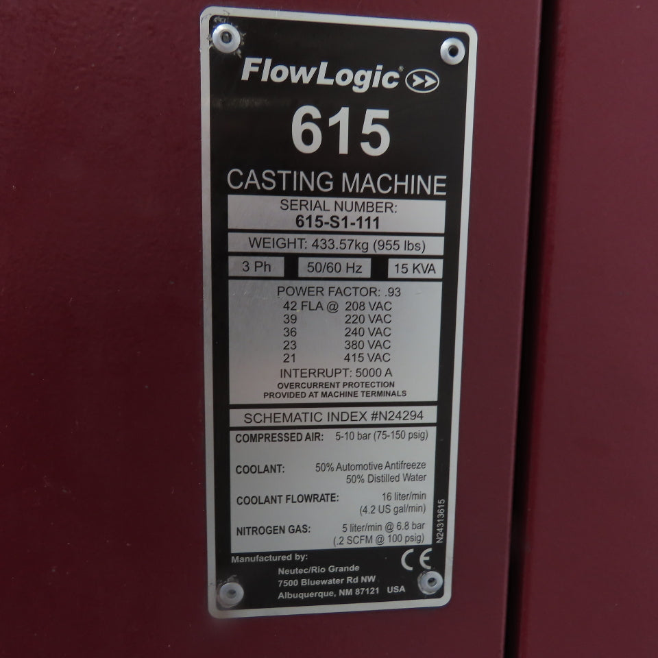 Rio Grande Neutec FlowLogic 615 Casting Machine W/ RC-10CE Recirculating Cooler