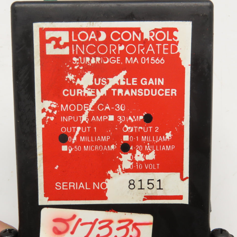 Load Controls Inc. CA-30 30 Amp 0-1mA Adjustable Gain Current Transducer