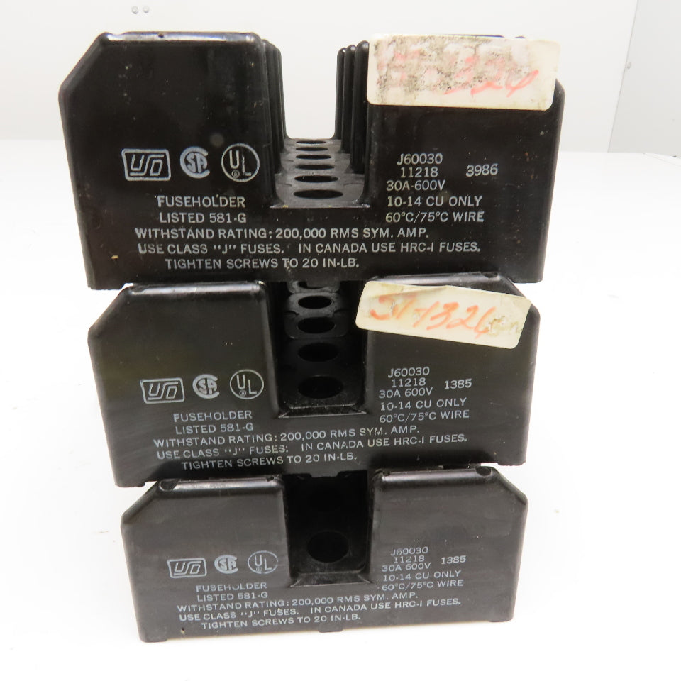 USD J60030 30A 600V 3 Pole Class J Fuse Holder Lot Of 3