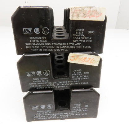 USD J60030 30A 600V 3 Pole Class J Fuse Holder Lot Of 3
