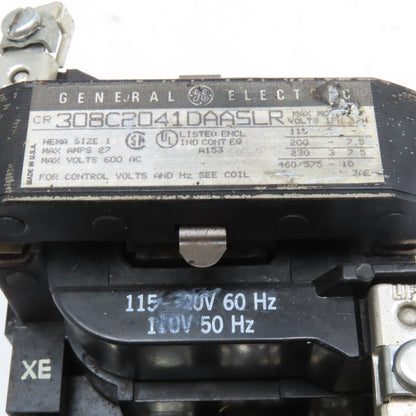 General Electric 308C2041DAASLR Size 1 Motor Starter 600VAC 27A 10Hp 120V Coil