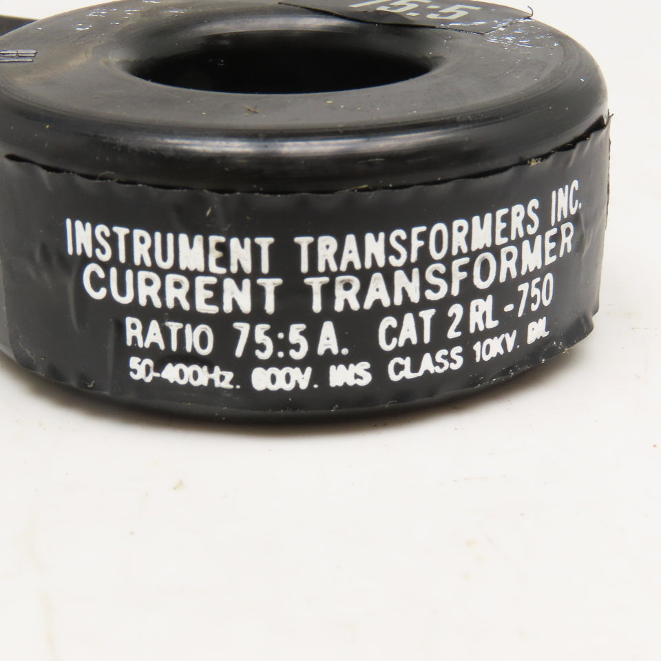 Instrument Transformers Inc 2RL-750 75:5A Current Transformer 50-400Hz 600V 10kV