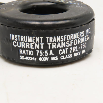 Instrument Transformers Inc 2RL-750 75:5A Current Transformer 50-400Hz 600V 10kV