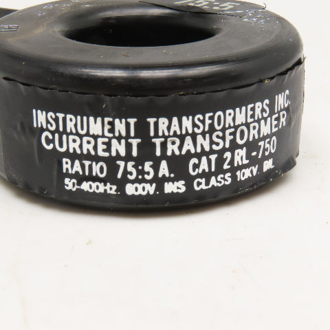 Instrument Transformers Inc 2RL-750 75:5A Current Transformer 50-400Hz 600V 10kV