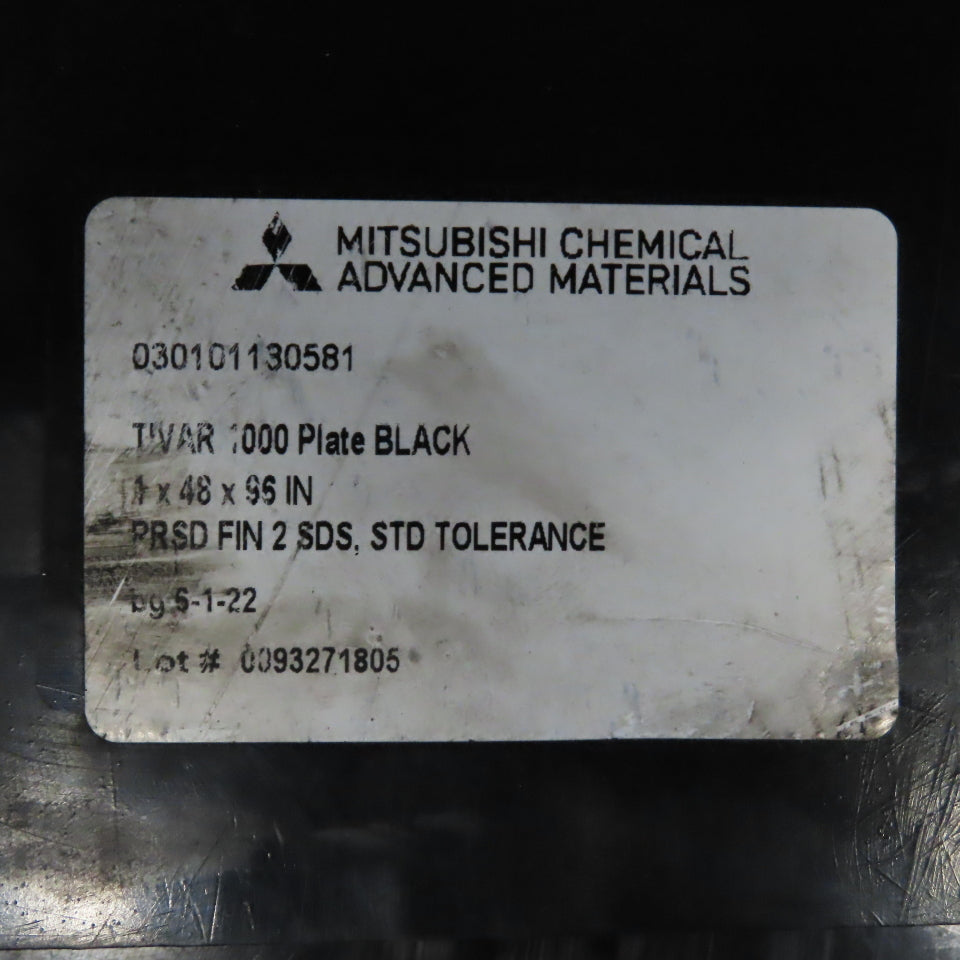 MCAM 65" x 48" x 1" Thick Tivar 1000 Plate Black UHMW-PE Self Lubricating