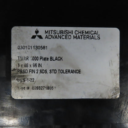 MCAM 65" x 48" x 1" Thick Tivar 1000 Plate Black UHMW-PE Self Lubricating