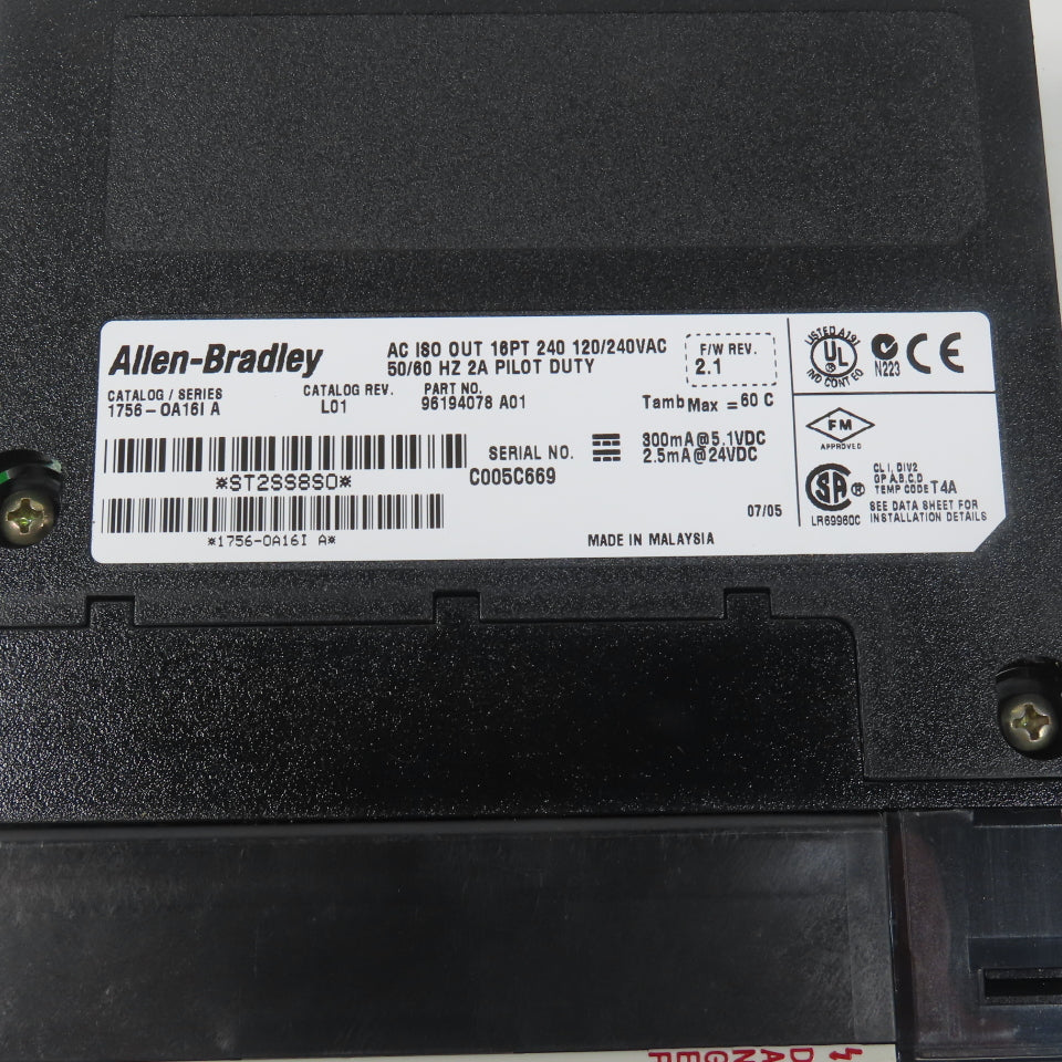 Allen Bradley 1756-OA16I Ser A ControlLogix AC Isolated 16 Point Output Module