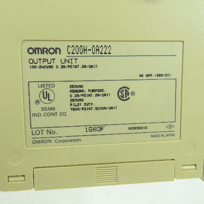 Omron C200H-0A222 Output Unit Module 100-240VAC 0.3A/Point 2A/Unit