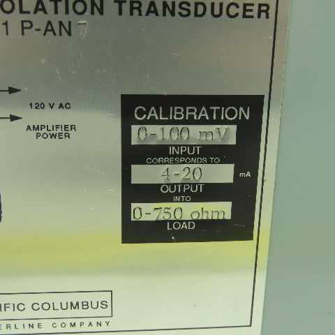 Scientific Columbus 6271-PAN7 Process Control DC Isolation Transducer 0-100mV