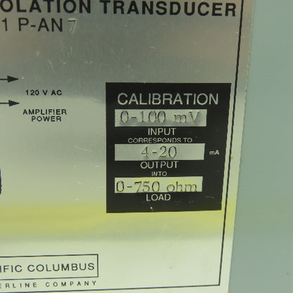 Scientific Columbus 6271-PAN7 Process Control DC Isolation Transducer 0-100mV
