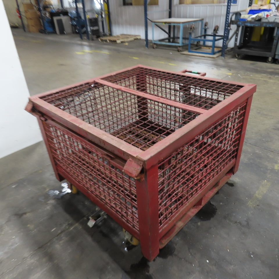 38-1/2" x 39" x 21" H Inside Enclosed Lockable Metal Cage Container Tote Crate