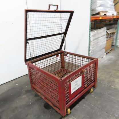 38-1/2" x 39" x 21" H Inside Enclosed Lockable Metal Cage Container Tote Crate
