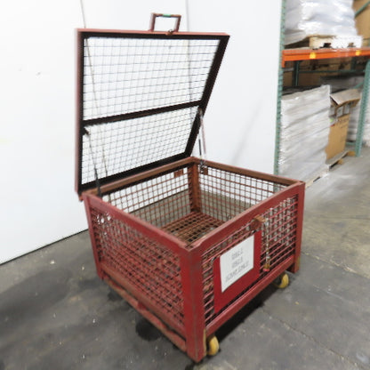 38-1/2" x 39" x 21" H Inside Enclosed Lockable Metal Cage Container Tote Crate