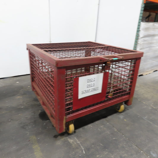 38-1/2" x 39" x 21" H Inside Enclosed Lockable Metal Cage Container Tote Crate