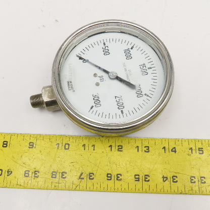 Wika 0-3000PSI Pressure Gauge 4" Stainless Steel 1/4" NPT Bottom Ported