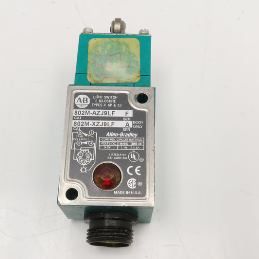 Allen Bradley 802M-AZJ9LF Limit Switch W/ 802M-DX Cam Plunger Operating Head