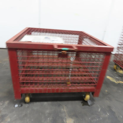 39-1/2"x 39-1/2"x 21" H Inside Enclosed Lockable Metal Cage Container Tote Crate