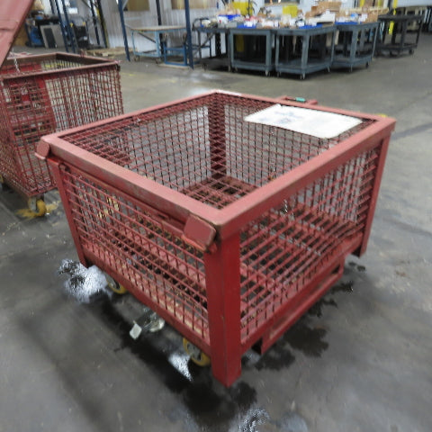 39-1/2"x 39-1/2"x 21" H Inside Enclosed Lockable Metal Cage Container Tote Crate