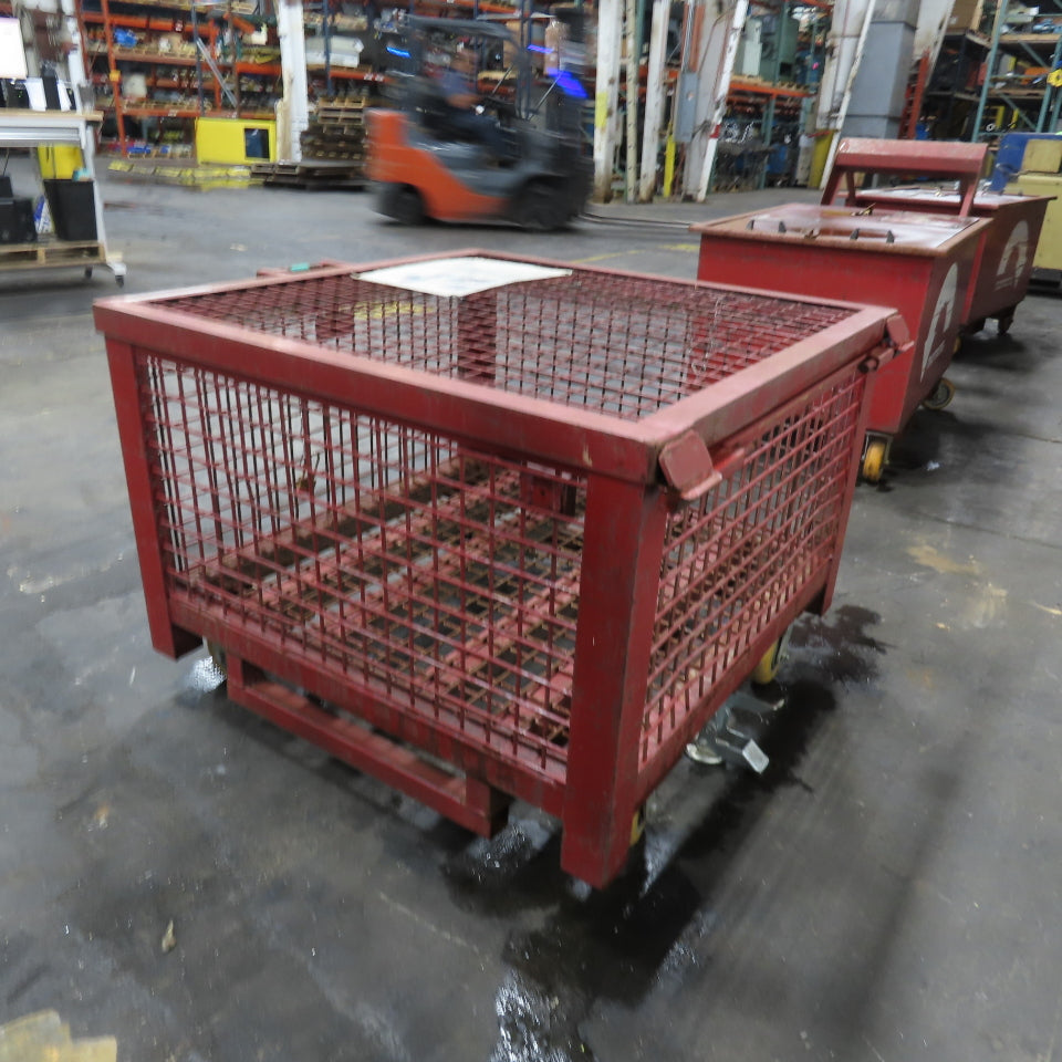39-1/2"x 39-1/2"x 21" H Inside Enclosed Lockable Metal Cage Container Tote Crate