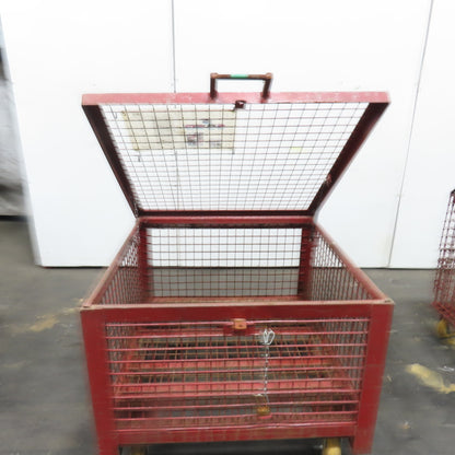 39-1/2"x 39-1/2"x 21" H Inside Enclosed Lockable Metal Cage Container Tote Crate