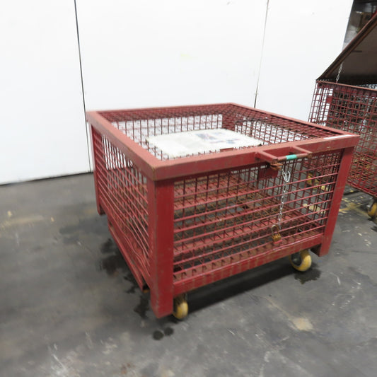 39-1/2"x 39-1/2"x 21" H Inside Enclosed Lockable Metal Cage Container Tote Crate