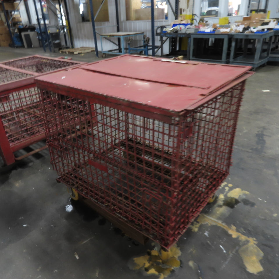 37-1/2"x 29"x 29" H Inside Enclosed Lockable Metal Cage Container Tote Crate