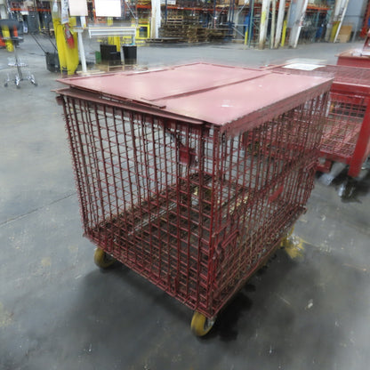 37-1/2"x 29"x 29" H Inside Enclosed Lockable Metal Cage Container Tote Crate