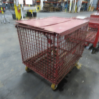 37-1/2"x 29"x 29" H Inside Enclosed Lockable Metal Cage Container Tote Crate