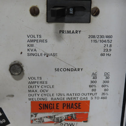 Miller 330A/BP 30/40V Output AC/DC Tungsten Arec Welder Power Source 230/460V