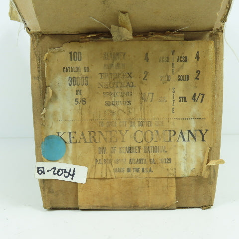 Kearney 30009 5/8 Or B6 Die Triplex Neutral Splicing Sleeves 4-7 STR Lot Of 90