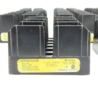 Buss J60030-3COR 3-Pole 30A 600V Fuse Holder For Class "J" Fuses Lot Of 11