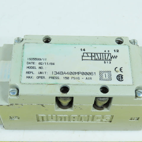 Numatics 134BA400MP00061 Pneumatic Directional Control Valve 24VDC Solenoid