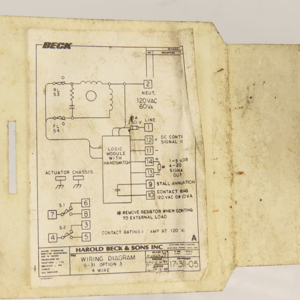 Harold Beck & Sons 31-M50-060595-01-01 Compact Rotary Actuator 120V 1PH NO COVER