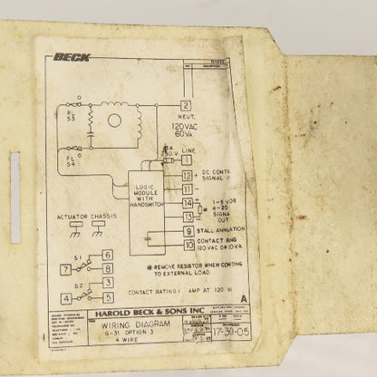 Harold Beck & Sons 31-M50-060595-01-01 Compact Rotary Actuator 120V 1PH NO COVER