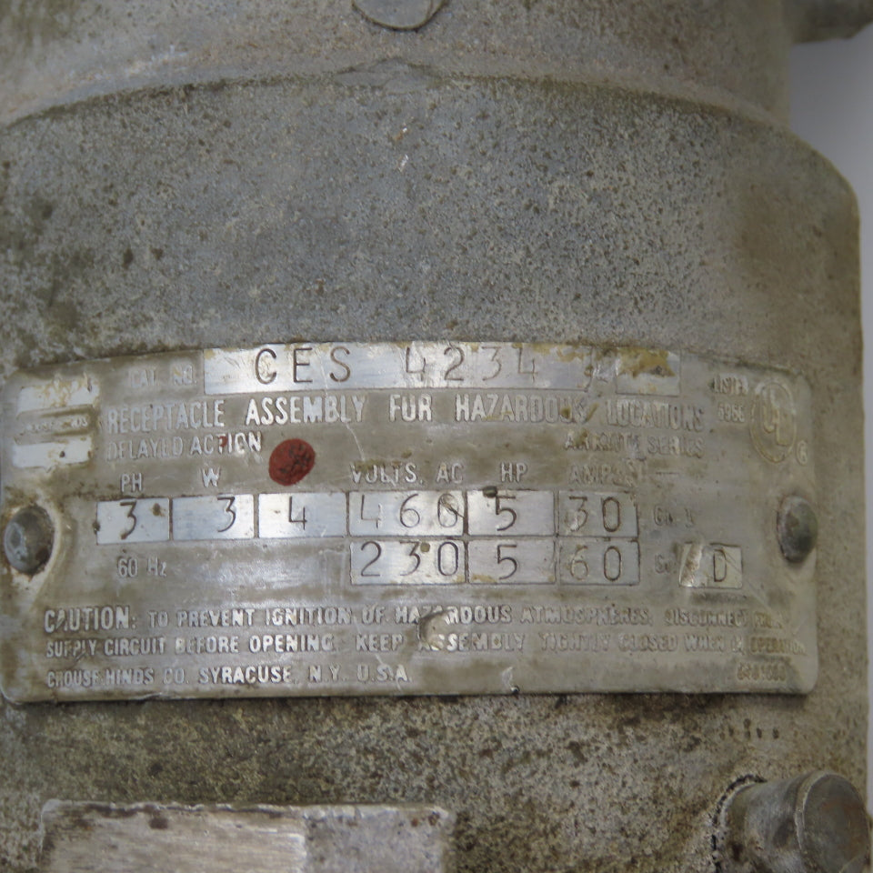 Crouse Hinds CES 4234 30/60A Hazardous Location Receptacle 3PH 3W 4-Pole 460V
