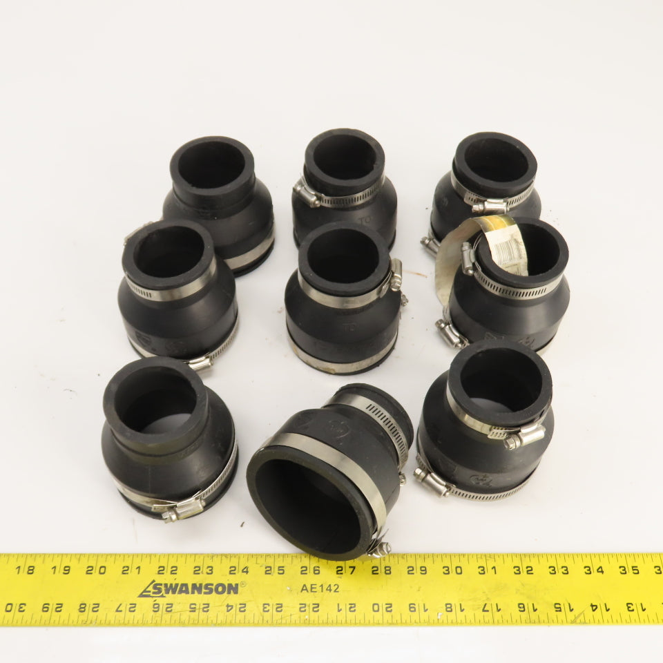 808 156-32 3" x 2" Flexible Rubber Coupling PVC Copper Steel Cast Iron DWV Lot/9