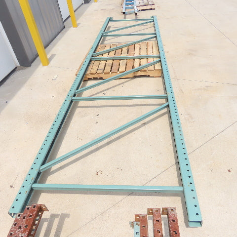 48" x 16' x 3"x3" Teardrop Pallet Racking Upright Leg Welded GREEN