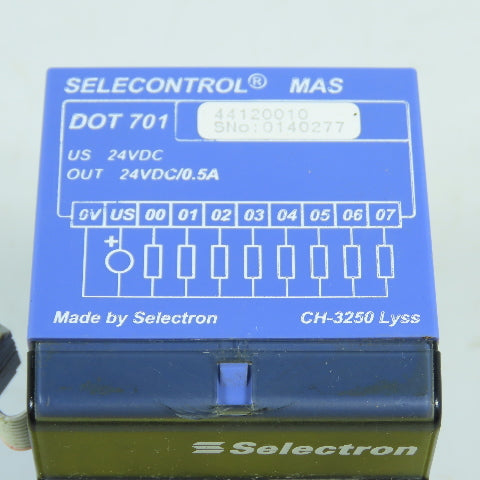 Selectron 44120010 DOT 701 Selecontrol MAS CH-3250 Lyss 24VDC Output Module