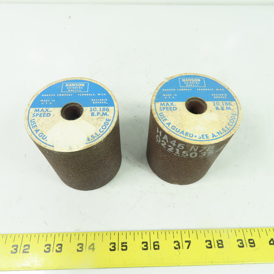 Hanson HA46 N7B Abrasive Grinding Wheel 10186RPM 2.52" W x 3" L 1/2" Bore Lot/2