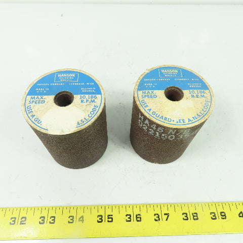 Hanson HA46 N7B Abrasive Grinding Wheel 10186RPM 2.52" W x 3" L 1/2" Bore Lot/2