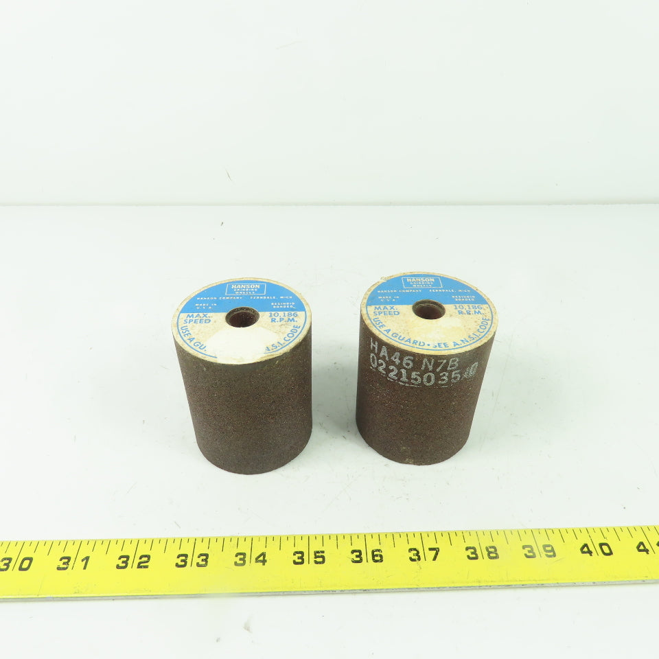 Hanson HA46 N7B Abrasive Grinding Wheel 10186RPM 2.52" W x 3" L 1/2" Bore Lot/2