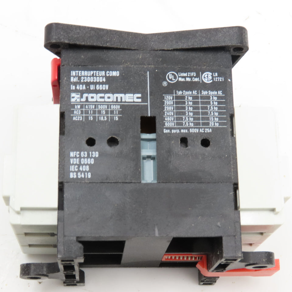 Socomec 23.003.004 600V 25A Max Panel Disconnect Switch