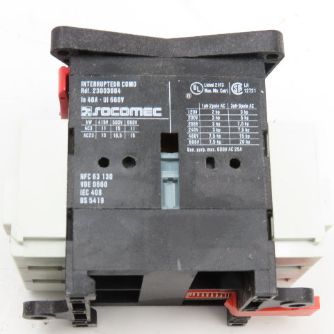 Socomec 23.003.004 600V 25A Max Panel Disconnect Switch
