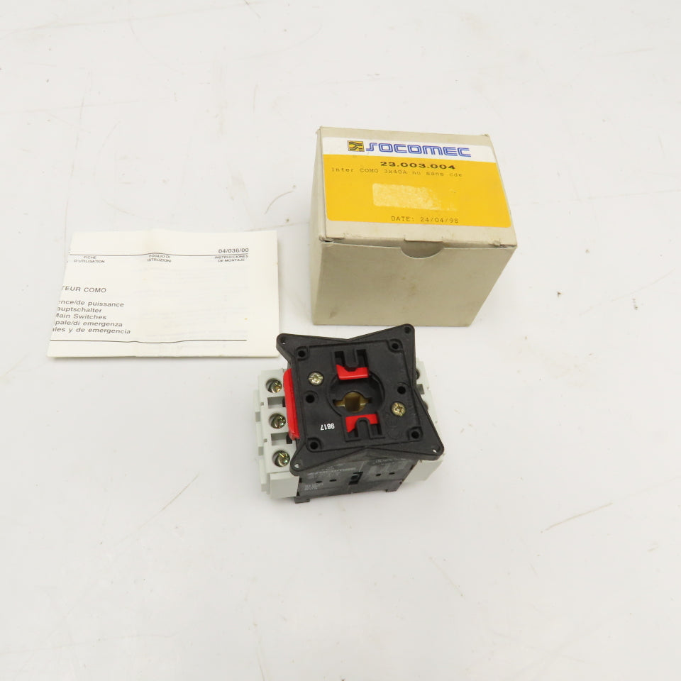Socomec 23.003.004 600V 25A Max Panel Disconnect Switch