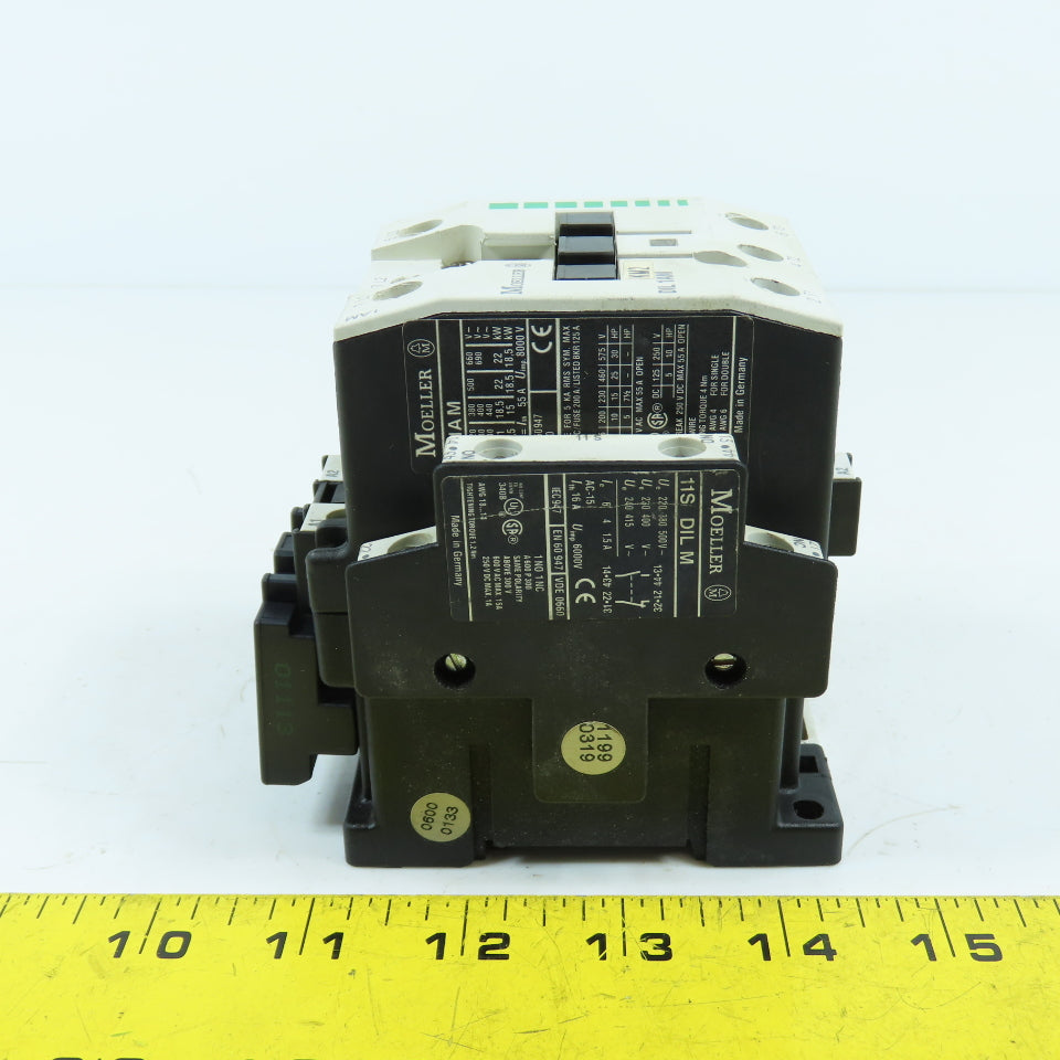 Moeller DIL1AM 55A 25HP 600V 3-Pole Power Contactor 240V Coil W/ Suppressor