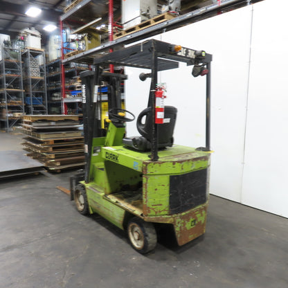 Clark ECS25 4600LB Electric 36V Forklift 3-Stage 187" Lift Side Shift 8,340HRS