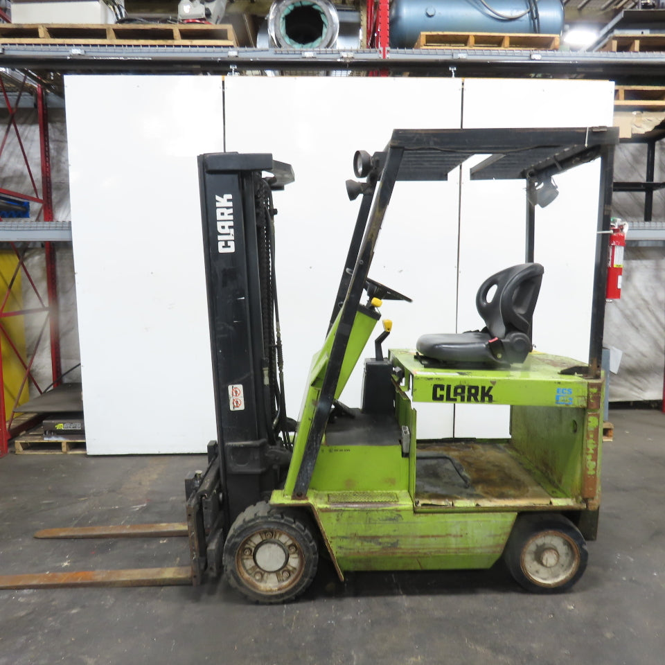 Clark ECS25 4600LB Electric 36V Forklift 3-Stage 187" Lift Side Shift 8,340HRS