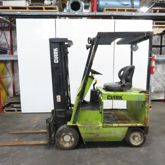 Clark ECS25 4600LB Electric 36V Forklift 3-Stage 187" Lift Side Shift 8,340HRS