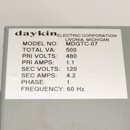 Daykin MDGTC-07 500VA Transformer Disconnect Pri 480V Sec 120V Single Phase