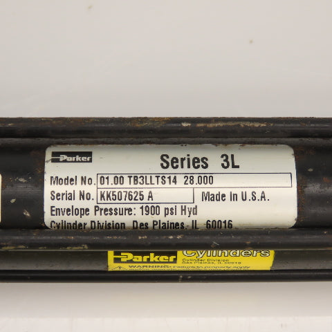 Parker 01.00 TB3LLTS14 28.00 Double Acting Hydraulic Cylinder 1" Bore 28" Stroke
